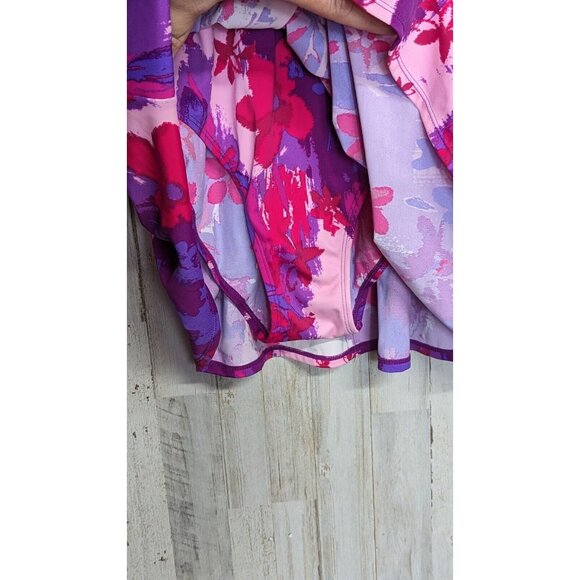 D & Co. Beach Swimsuit One Piece Size 14 Red Purple Swim Pool - Picture 6 of 16